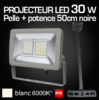 PROJECTEUR-SPOT-LED-Pelle-30W-enseigne + potence 50cm noire